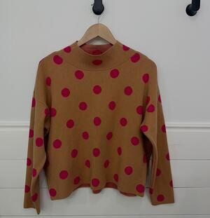 Women’s Anthropologie Maeve Carys Sweater Mock Neck Polka Dot M